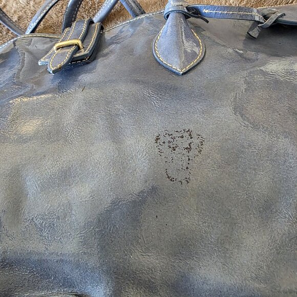 Dooney & Bourke Cindy Patent Leather Tote Bag Blue Large Shoulder Purse - Picture 4 of 16